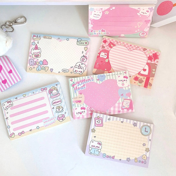 Adorable Cat Memo Pad for Scrapbooking - Kawaii Non-Sticky Notes for School and Diaries