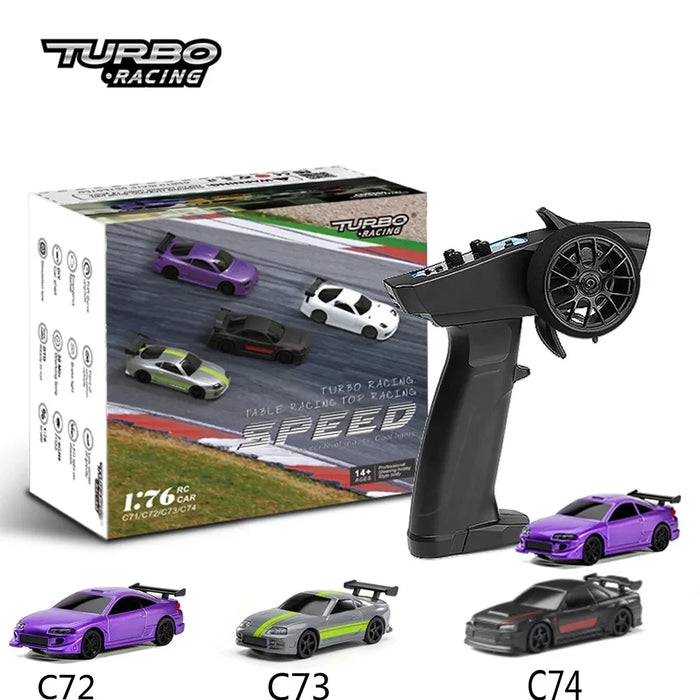 Turbo Racing 1:76 C65 C64 C63 C61 C62 C72 C73 C74 C75 RTR Flat Running Toys on Road RC Drift Car W/ Gyro Radio For Kids Adults