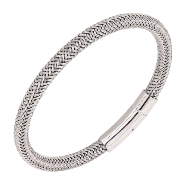 Trendy Black and White Titanium Steel Rope Bracelet for Couples - Free Shipping Available