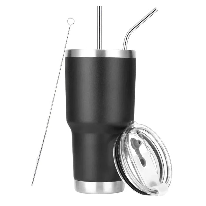 30oz Tumbler With Lids and Straws, Stainless Steel Vacuum Insulated Coffee Tumblers, Insulated Travel Mug Water Cup