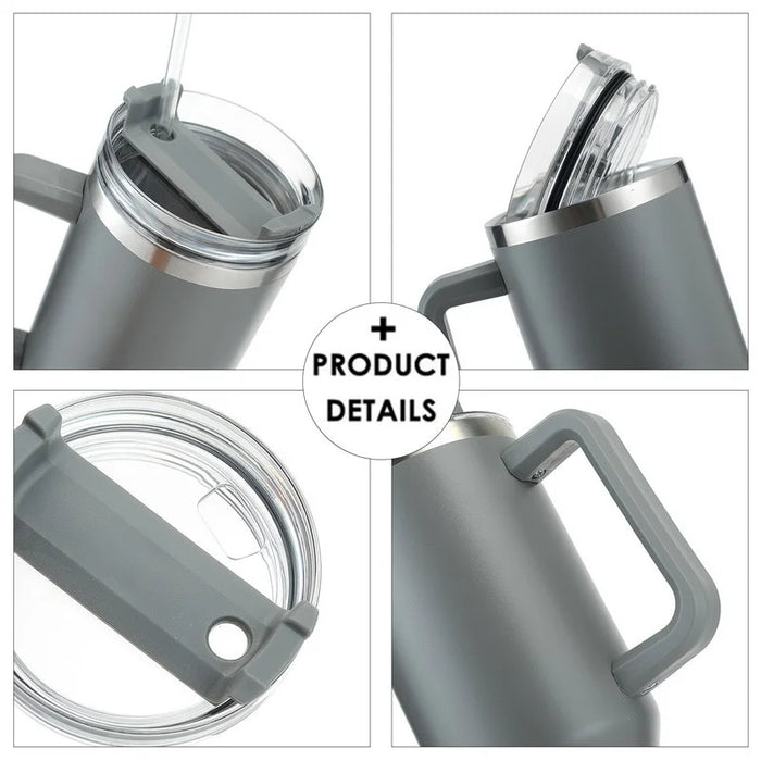 40oz Stainless Steel Insulated Hot Travel Mugs Water Bottle Thermal Vacuum Coffee Car Cup Cold Flask with Handle Straw