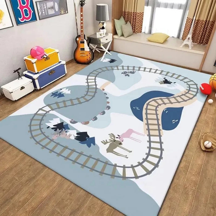 Children's Non-Slip Crawling Carpet for Living Room and Bedroom Decor - Soft Flannel Area Rug