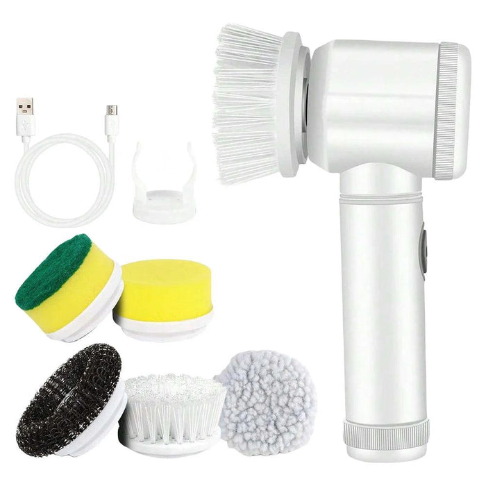 Electric Spin Scrubber Rechargeable with 5Pcs Brush Heads Home Electric Rotary Scrubber Bathtub Tile Professional Cleaning Brush Electric Spin Scrubber - Rechargeable Cleaning Brush  Lacatang Shop Lacatang Shop 