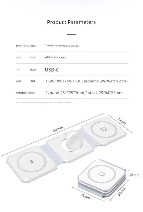 Three-in-One Magnetic Foldable Fast Charging Base Bracket Apple Three-in-One Magnetic Foldable Fast Charging Base Bracket Apple -   Lacatang Shop Lacatang Shop 