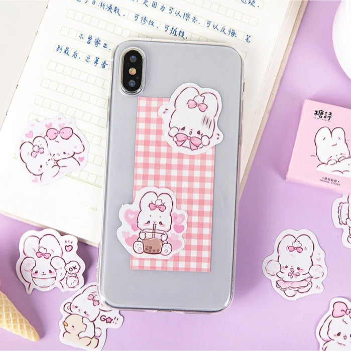 45-Piece Cute Rabbit Kawaii Sticker Set for Planners and Scrapbooking - Adorable Daily Decorations