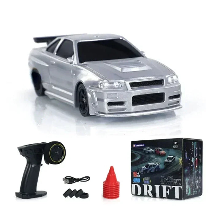 High-Speed 2.4G 1/43 Scale 4WD RC Drift Car with Remote Control - Mini Racing Model Toy for Boys