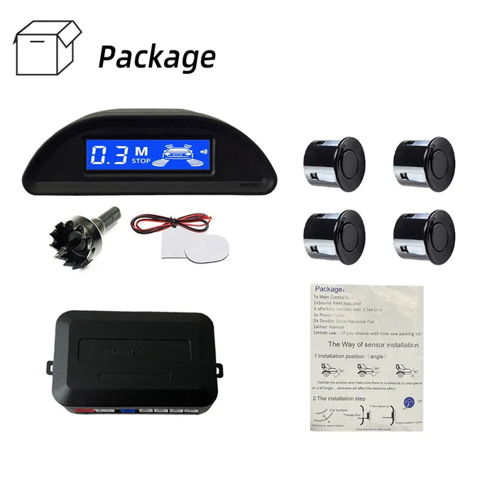 HIPPBQCC Parking Sensor For Car With Auto Parktronic Reverse LED Monitor 4 Sensors Radar Detector System Backlight Display