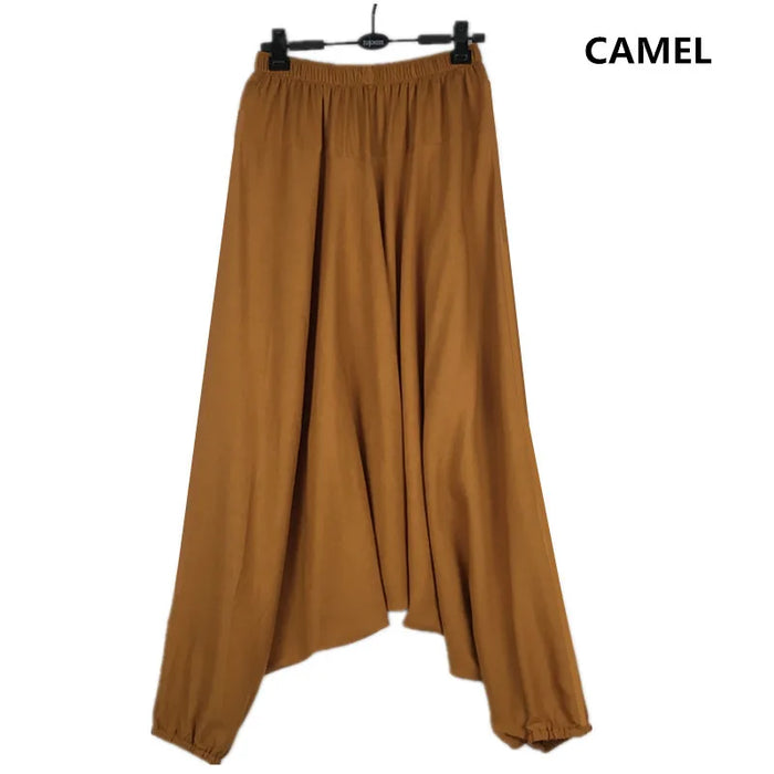 2024 Spring Women Casual Loose Harem Pants Solid Elastic Waist Summer Wide Leg Pants Plus size Cotton linen Trousers 4XL 5XL