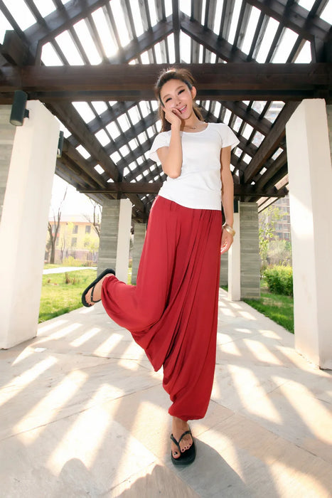 2024 Spring Women Casual Loose Harem Pants Solid Elastic Waist Summer Wide Leg Pants Plus size Cotton linen Trousers 4XL 5XL 2024 Spring Women Casual Loose Harem Pants Solid Elastic Waist Summer   Lacatang Shop Lacatang Shop 