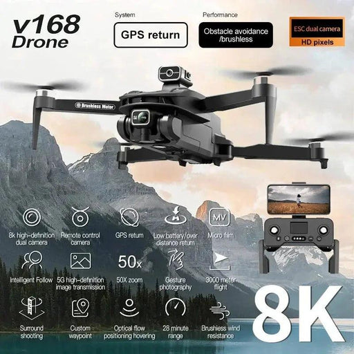 New V168 Drone Professinal Three Camera 8K Wide Angle Optical GPS 8K Camera Drone - V168 Professional Other AliExpress Lacatang Shop 