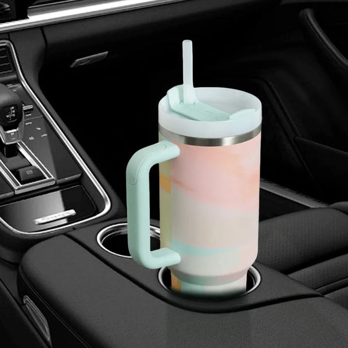 Brand 40 Oz Tumbler With Lids And Straws Handle Straw Stainless Steel Vacuum Insulated Iced Coffee Mugs Thermal Cups for Car