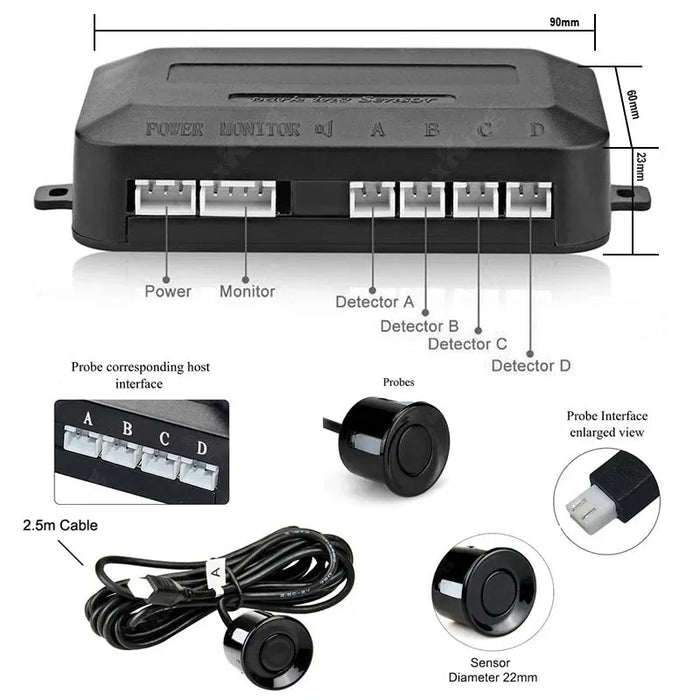 Car Reverse Radar Kit Vehicle Parking Sensor System with 4 Sensors Backup Assist System with LED Distance Display Sound Warning 

Enhance Parking Safety with Car Reverse Radar System - LED Display, 4 Sensors & Sound Warning  Lacatang Shop Lacatang Shop 