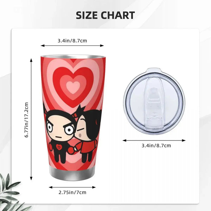 Cute Cartoon Pucca 20oz Stainless Steel Insulated Thermal Coffee Car Cup Cold Hot Mugs Vacuum Flask Cute Cartoon Pucca 20oz Stainless Steel Insulated Coffee Mug Flask  Lacatang Shop Lacatang Shop 