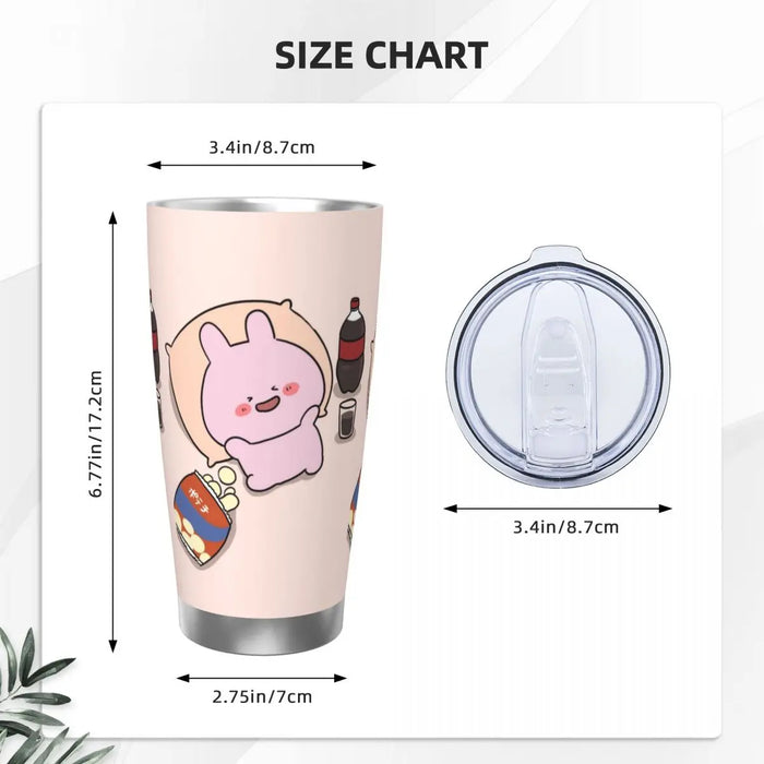 Asamimichaan Cute Asamimi 20oz Stainless Steel Car Mug Straw Thermal Iced Travel Cup Vacuum Insulated Coffee Hot Cup Asamimichaan Cute 20oz Stainless Steel Travel Mug with Straw  Lacatang Shop Lacatang Shop 