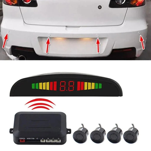 Wireless Car Auto Parktronic  Parking Sensor with 4 Reverse Backup Radar Monitor Detector System Display Wireless Car Parktronic Sensor System with 4 Reverse Radar Monitor  Lacatang Shop Lacatang Shop 