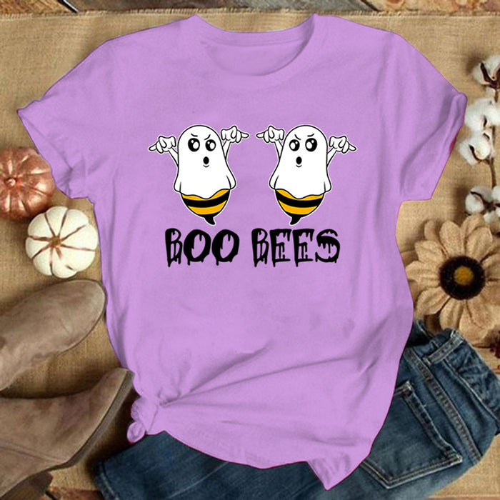 Funny Boo Bees Graphic Tee - Summer Casual Short Sleeve T-Shirt for Women