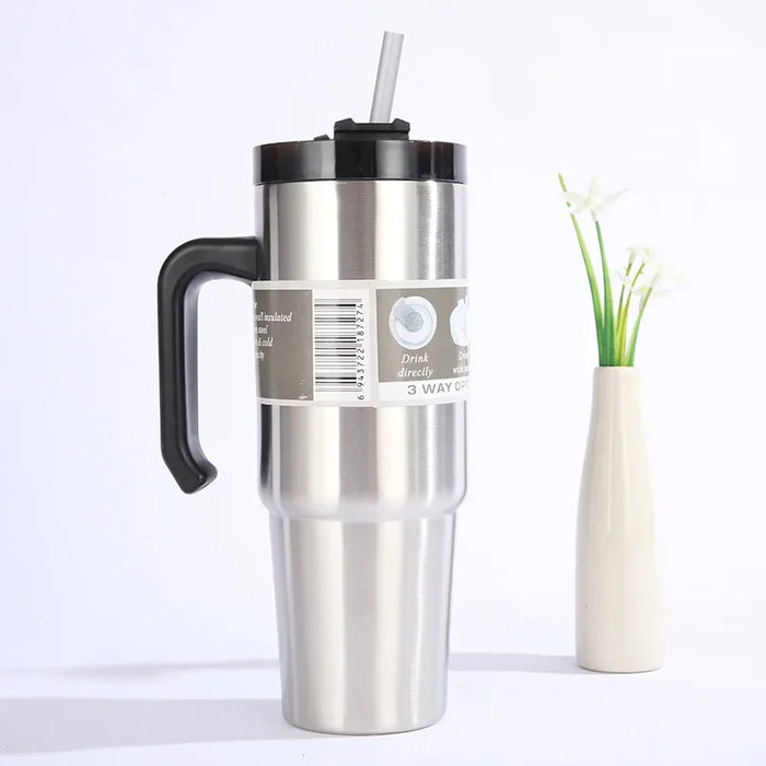 30/oz Stainless Steel Vacuum Insulated Tumbler with Lid Thermal Coffee Car Cup Travel Mug Medium capacitywith Handle Straw Mug