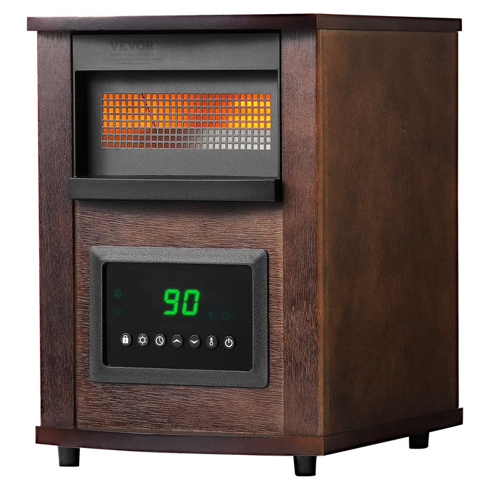 VEVOR Infrared Heater, 1500W Remote Control Electric Space Heater, LED Patio Heater w/ 3 Speeds & Timer & Overheat/Tip-Over Prot