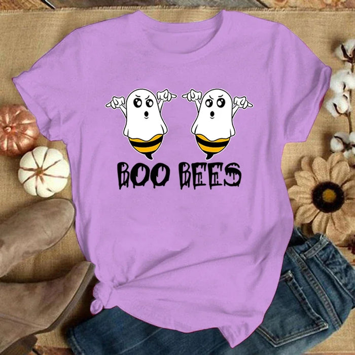 Funny "Boo Bees" Graphic Tee - Casual Summer Short Sleeve Shirt for Women