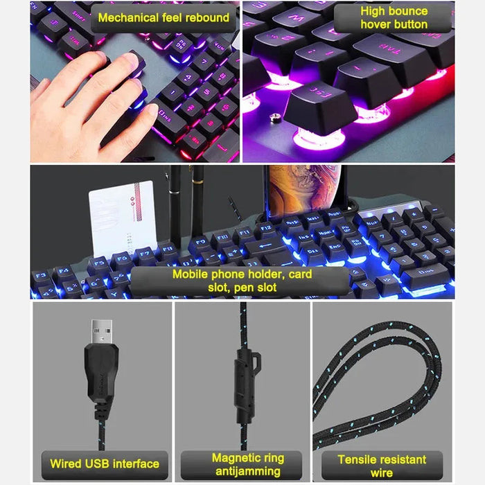 2024 618 teclado PRO Gaming Keyboard RGB LED Backlight Plug And Play White/Black Keyboard Ergonomic Design Waterproof Keycaps 2024 618 PRO Gaming Keyboard RGB LED, Waterproof, Ergonomic Design  Lacatang Shop Lacatang Shop 