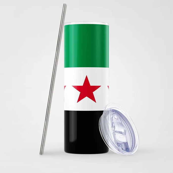 Funny Sticker Flag Map Of Syria Car Party Supplies Arab Republic Syria Three Star Flag Stainless Steel Thermos Cup Party Sticker