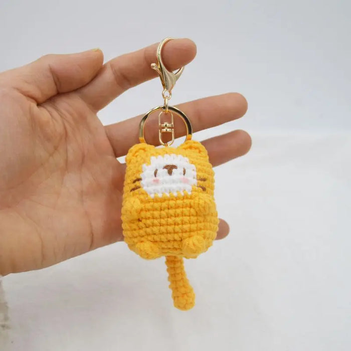 Adorable Knitted Cat Keychains - Kawaii Crochet Cat Doll Keyrings for Bags and Car Keys