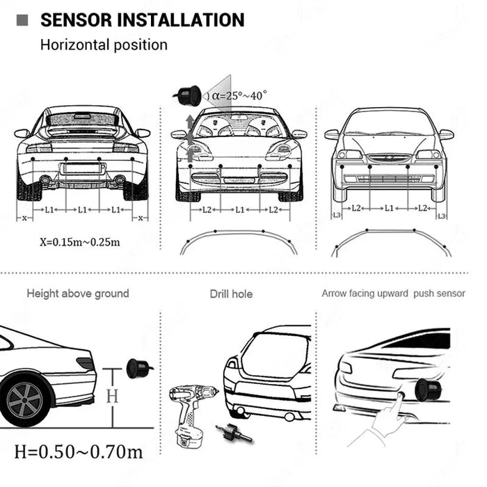 Car Reverse Radar Kit Vehicle Parking Sensor System with 4 Sensors Backup Assist System with LED Distance Display Sound Warning 

Enhance Parking Safety with Car Reverse Radar System - LED Display, 4 Sensors & Sound Warning  Lacatang Shop Lacatang Shop 