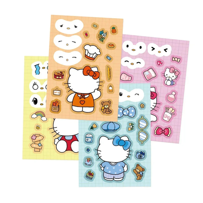 Kawaii Hello Kitty Make-a-Face Jigsaw Sticker Puzzle Set - 8/16 Sheets of Fun Cartoon Assemble Game for Kids Kawaii Hello Kitty Make-a-Face Jigsaw Sticker Puzzle Set - 8/16 Sheets   Lacatang Shop Lacatang Shop 