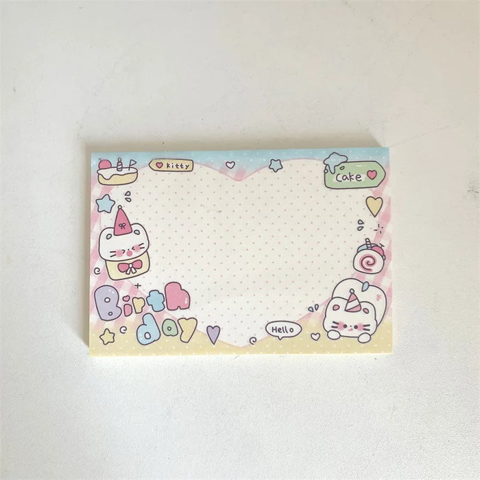 Adorable Cat Memo Pad for Scrapbooking - Kawaii Non-Sticky Notes for School and Diaries