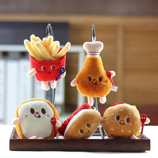 Hamburg Hot Dog Fries Bread Drumsticks Plush Pendant Keychain Creative Cartoon Bag Decoration Car Key Accessories For Girl Gift Cute Cartoon Hot Dog Fries Plush Keychain for Girls & Gifts  AliExpress Lacatang Shop 