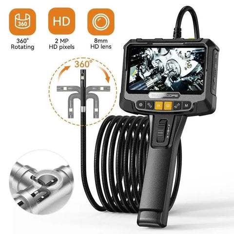 
  
	
    
	
    360° Steering Industrial Endoscope Camera 8mm 5"IPS Screen Single&Dual