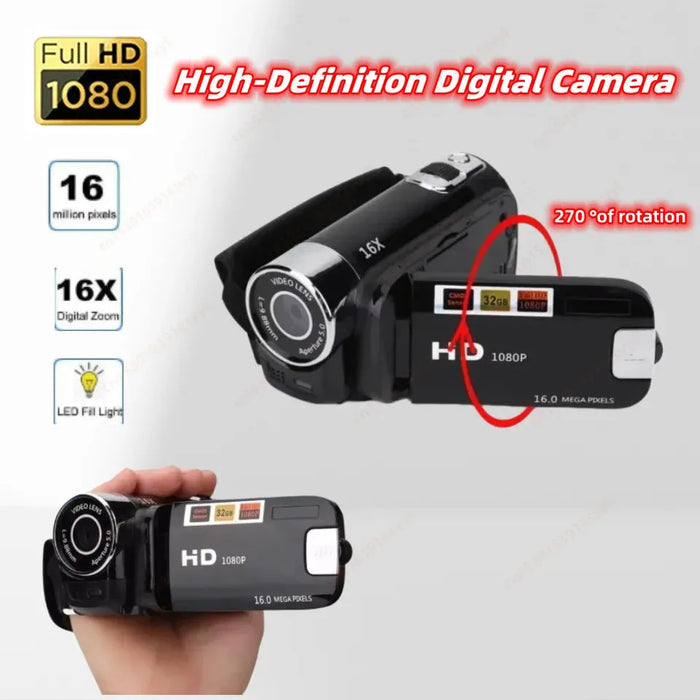 1080P Full HD Digital Camera 270° Rotation 2.7inch Touch Screen DV Video Recorder 16X Digital Zoom CMOS Sensor Digital Camcorder