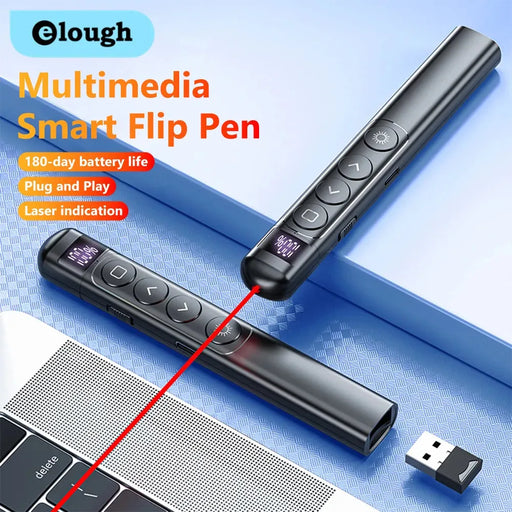 Digital Display Wireless Presenter Red Laser Page Turning Pen RF Volume Remote Control PPT Presentation USB PowerPoint Pointer Wireless Presenter with Red Laser & Page Turning for PPT Control  Lacatang Shop Lacatang Shop 