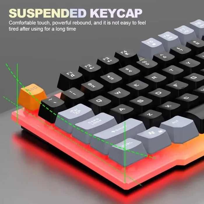 RAIKU T26 Wired 104 Keys Membrane Keyboard And Mouse Suit Kinds of Colorful Lighting Gaming and Office For Windows and IOS RAIKU T26 104 Keys Wired Keyboard & Mouse - Colorful Gaming & Office  Lacatang Shop Lacatang Shop 