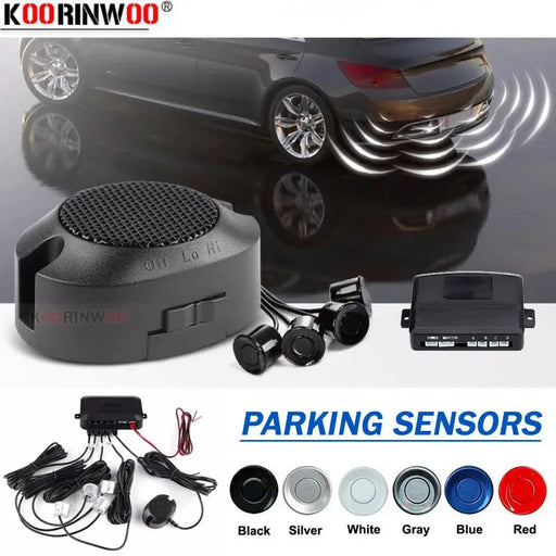 Koorinwoo 4 Sensors Buzzer 22mm Car Parking Sensor Kit Reverse Backup Radar Sound Alert Indicator Probe System 12V Parktronic Koorinwoo 4 Sensors Car Parking Kit - 22mm Buzzer Reverse Radar  Lacatang Shop Lacatang Shop 