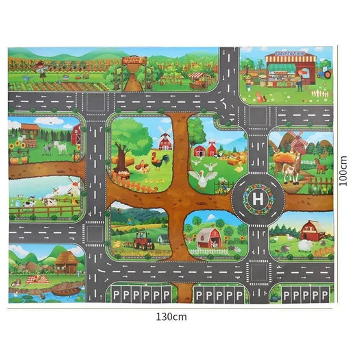 Kids Waterproof Playmat - Portable Dinosaur and Farm Road Activity Carpet for Toddlers, Non-Toxic Educational Crawling Mat Kids Waterproof Playmat - Portable Dinosaur and Farm Road Activity   Lacatang Shop Lacatang Shop 