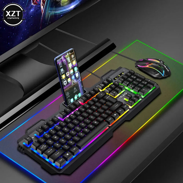 Wired Gaming Keyboard And Mouse RGB Backlit Keyboard Rubber PC Keycaps Keyboard Mouse Gamer Gaming Mouse