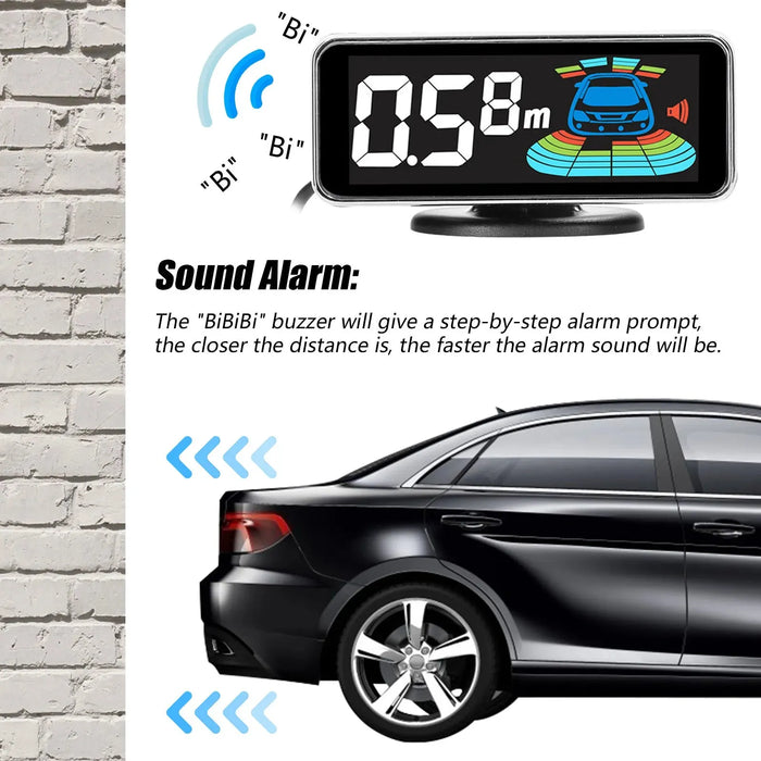 4pcs/8pcs Probes Rear Reversing Radars System LCD Display Car Parking Sensor Distance Detection Sound Warning Buzzer 4/8pcs Car Parking Sensor Radar System with LCD Display & Alerts  Lacatang Shop Lacatang Shop 