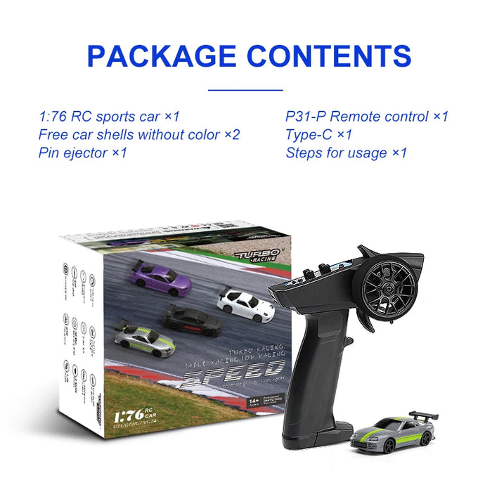 Turbo Racing 1:76 Scale RC Sport Car C72 C73 Table Game Racing Remote Control Mini Model Full Proportional RTR Kit Toys Turbo Racing 1:76 Scale RC Sport Car C72 C73 Table Game Racing Remote   Lacatang Shop Lacatang Shop 