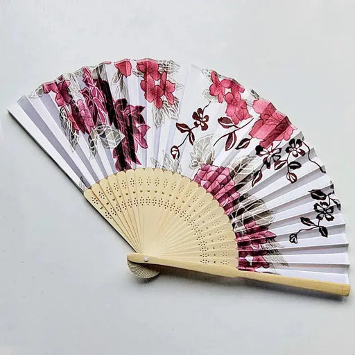 Elegant Floral Bamboo Hand Fan - Foldable Cloth Decoration for Weddings, Parties, and Dance Performances Elegant Floral Bamboo Hand Fan - Foldable Cloth Decoration for   Lacatang Shop Lacatang Shop 