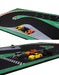 The TURBO RACING 1:76 Remote Control Car Track Set by Lacatang Shop offers a thrilling racetrack-themed play mat with jump and drift features, parking spots, and a checkered finish line. It includes four colorful toy cars at the starting line - yellow, orange, green, and black.