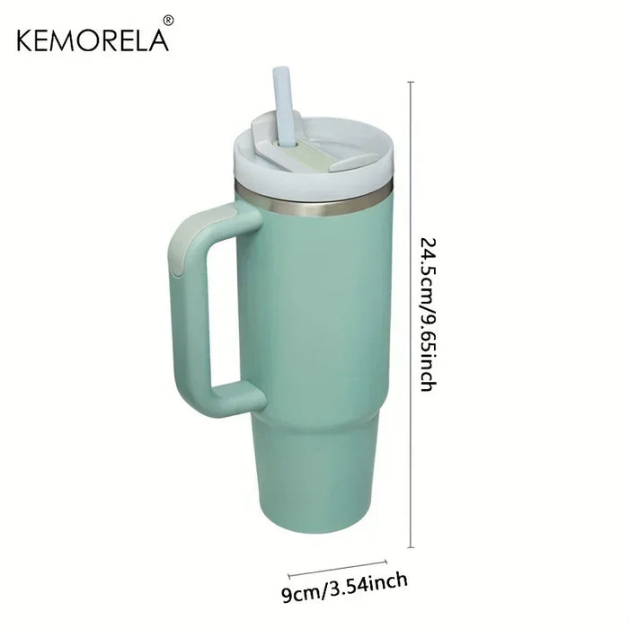 40oz 304 Stainless Steel Insulated Car Cup Cold Hot  Water Bottle Thermal Coffee Mugs Vacuum Flask With Handle Straw For Sport