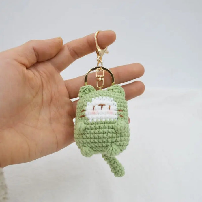 Adorable Knitted Cat Keychains - Kawaii Crochet Cat Doll Keyrings for Bags and Car Keys