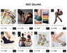 A grid of listings features product images, each with prices: colorful striped socks, sheer black leggings, vintage floral lace ruffle socks for women by Lacatang Shop in kawaii Harajuku style, high elastic tights, business socks, body shapers, transparent crystal silk grip socks. Each has discounts.