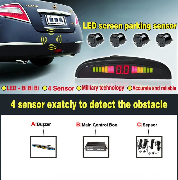 Car Reverse Radar Kit Vehicle Parking Sensor System with 4 Sensors Backup Assist System with LED Distance Display Sound Warning 

Enhance Parking Safety with Car Reverse Radar System - LED Display, 4 Sensors & Sound Warning  Lacatang Shop Lacatang Shop 