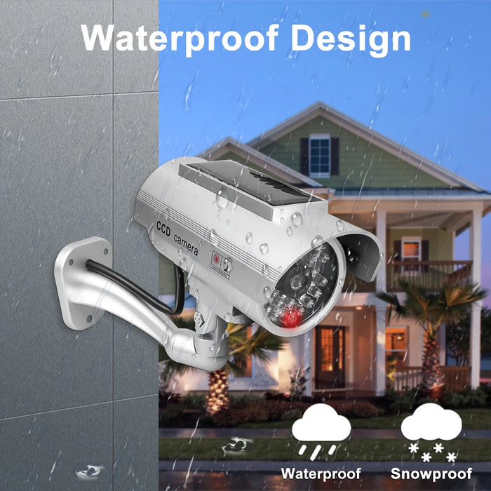 Simulation Solar Camera Fake Camera Outdoor CCTV Surveillance Simulation Fake Camera Waterproof And Safe Home Flashing LED Light