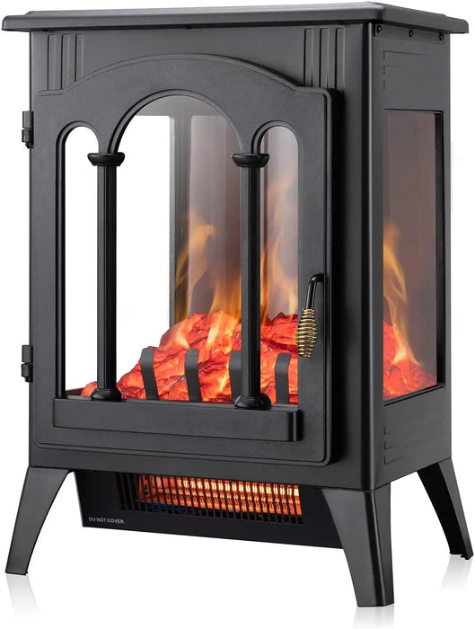 Electric Fireplace Stove, Freestanding Fireplace Heater with Realistic Flame, Indoor Electric Stove Heater