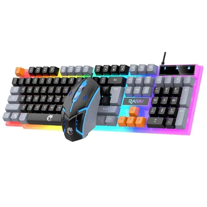 RAIKU T26 Wired 104 Keys Membrane Keyboard And Mouse Suit Kinds of Colorful Lighting Gaming and Office For Windows and IOS RAIKU T26 104 Keys Wired Keyboard & Mouse - Colorful Gaming & Office  Lacatang Shop Lacatang Shop 