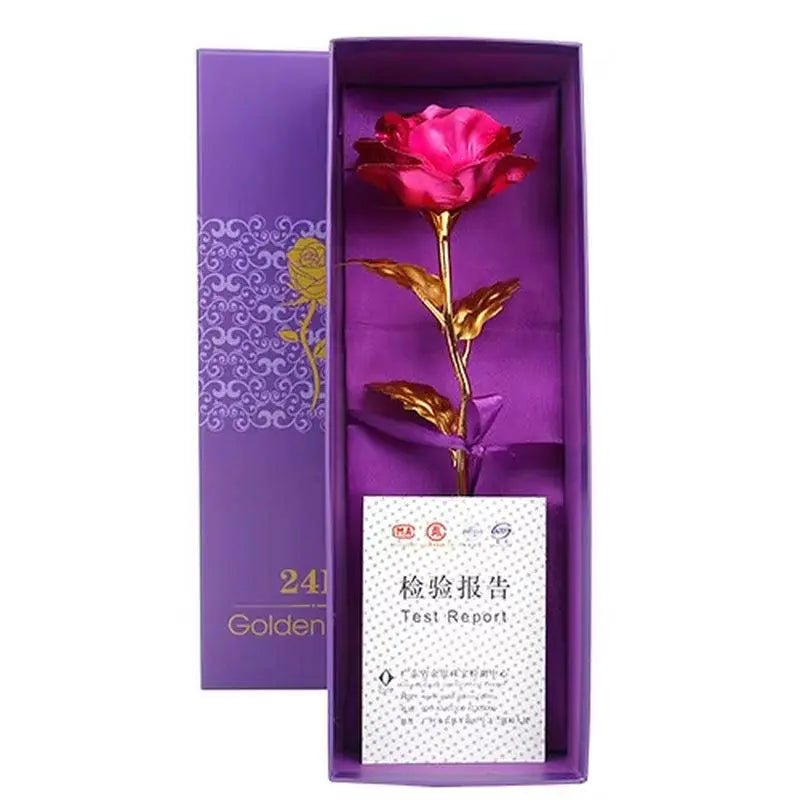 Artificial Flowers 24K Gold Rose with Box New Year Valentine Day Roses - Lacatang Shop