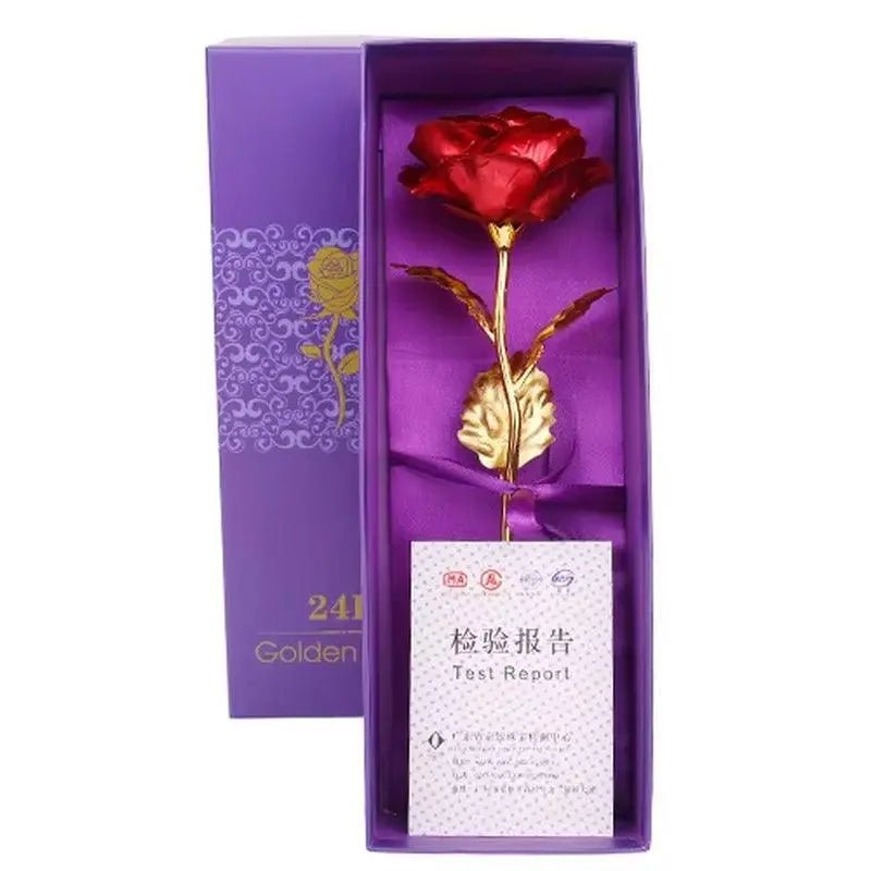 Artificial Flowers 24K Gold Rose with Box New Year Valentine Day Roses - Lacatang Shop